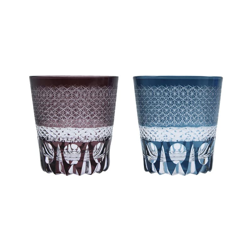 Kiriko Kiriko Pair Kiriko Glass Kiriko Rocks Glass Cold Mixed with Mixed with Hot Sixtieth Kiriko Ring Sake, Shochu, Water, Water, Celebration,