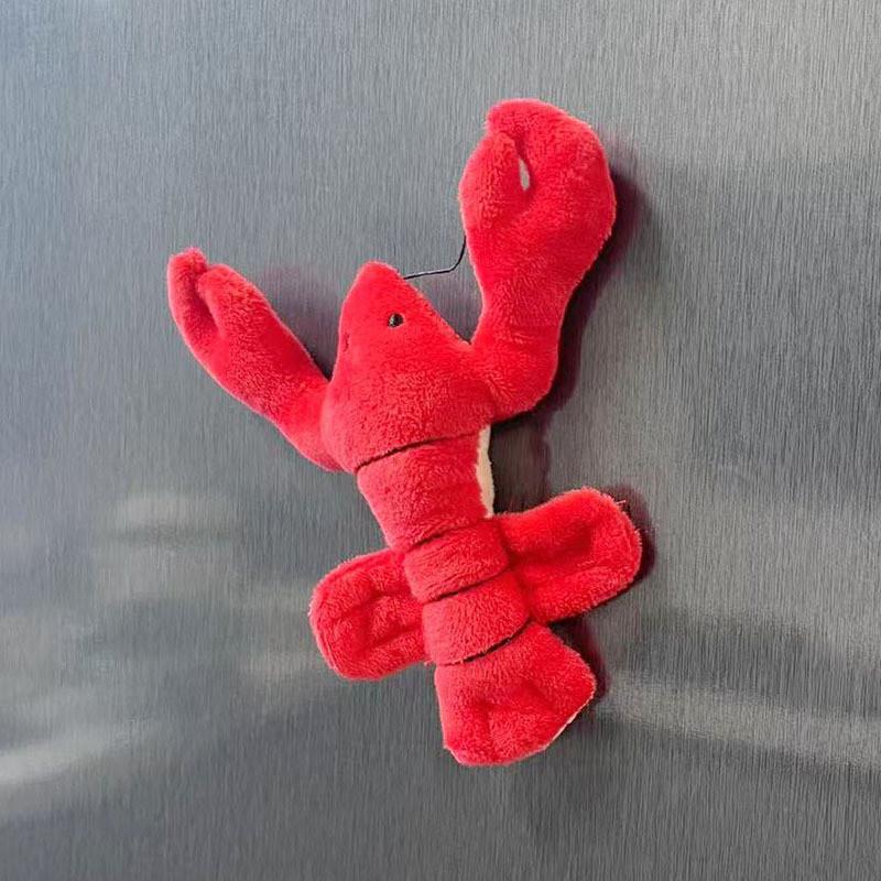 Plush Ocean Animal Refrigerator Magnet Set Including Bright Red Lobster And Cheerful Sea Star