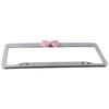 2 Pack Pink,White Bling License Plate Frame License Bracket Holder  for US Vehicle