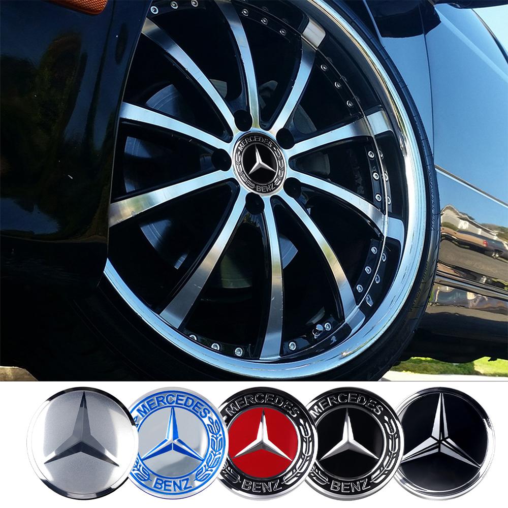 56/60/65mm Aluminum Auto Wheel Center Cap Stickers Benz Badge Tire Accessories For Mercedes Benz G S R C E B A Class E300 S200