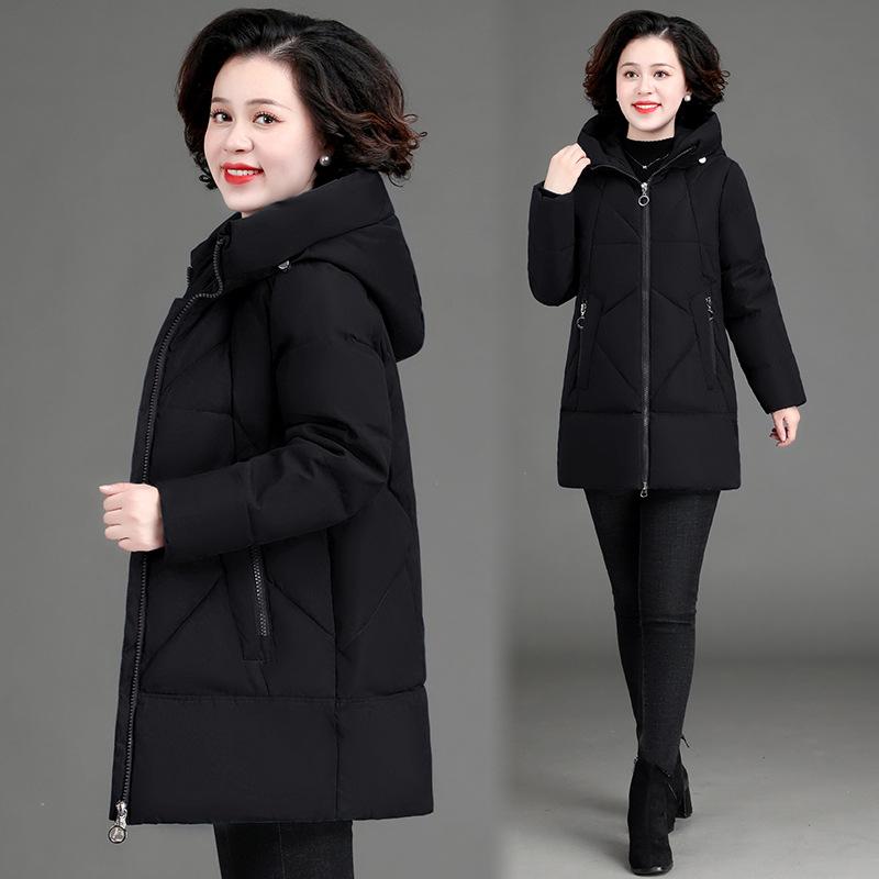 Thick Hooded Cotton Coat for Middle-Aged and Elderly Mothers Loose and Warm Cotton Jacket for Women