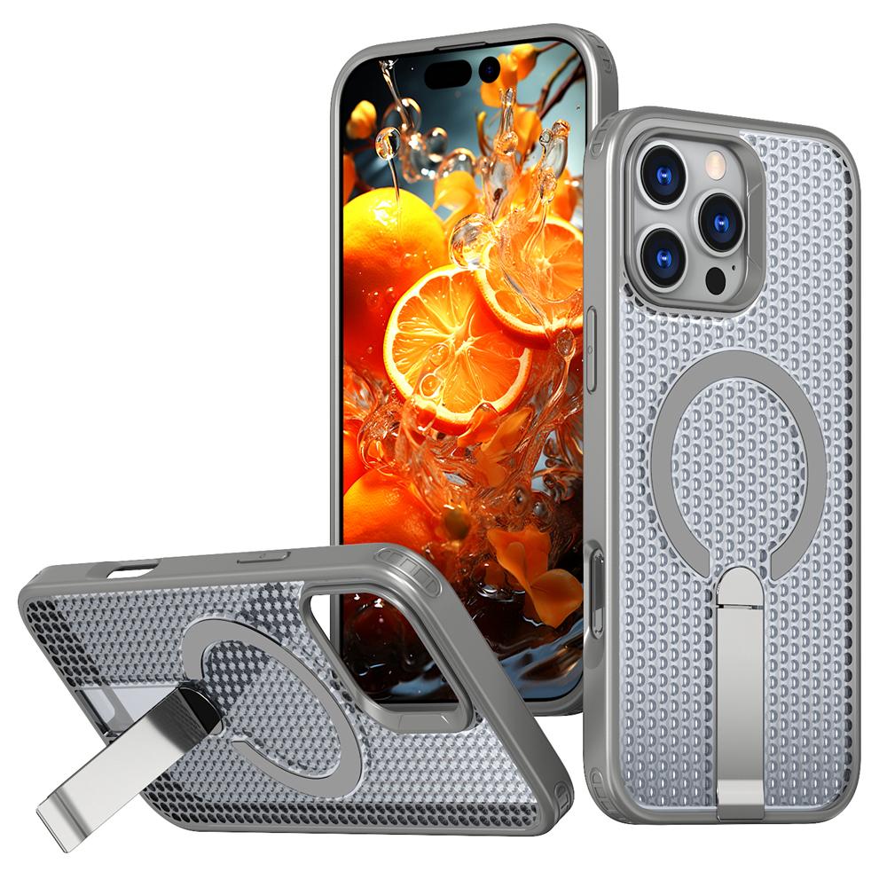 KEYSION Полый чехол с охлаждением MagSafe для iPhone 16 Pro Max 16Plus, магнитный, скрытая подставка, противоударный чехол для телефона