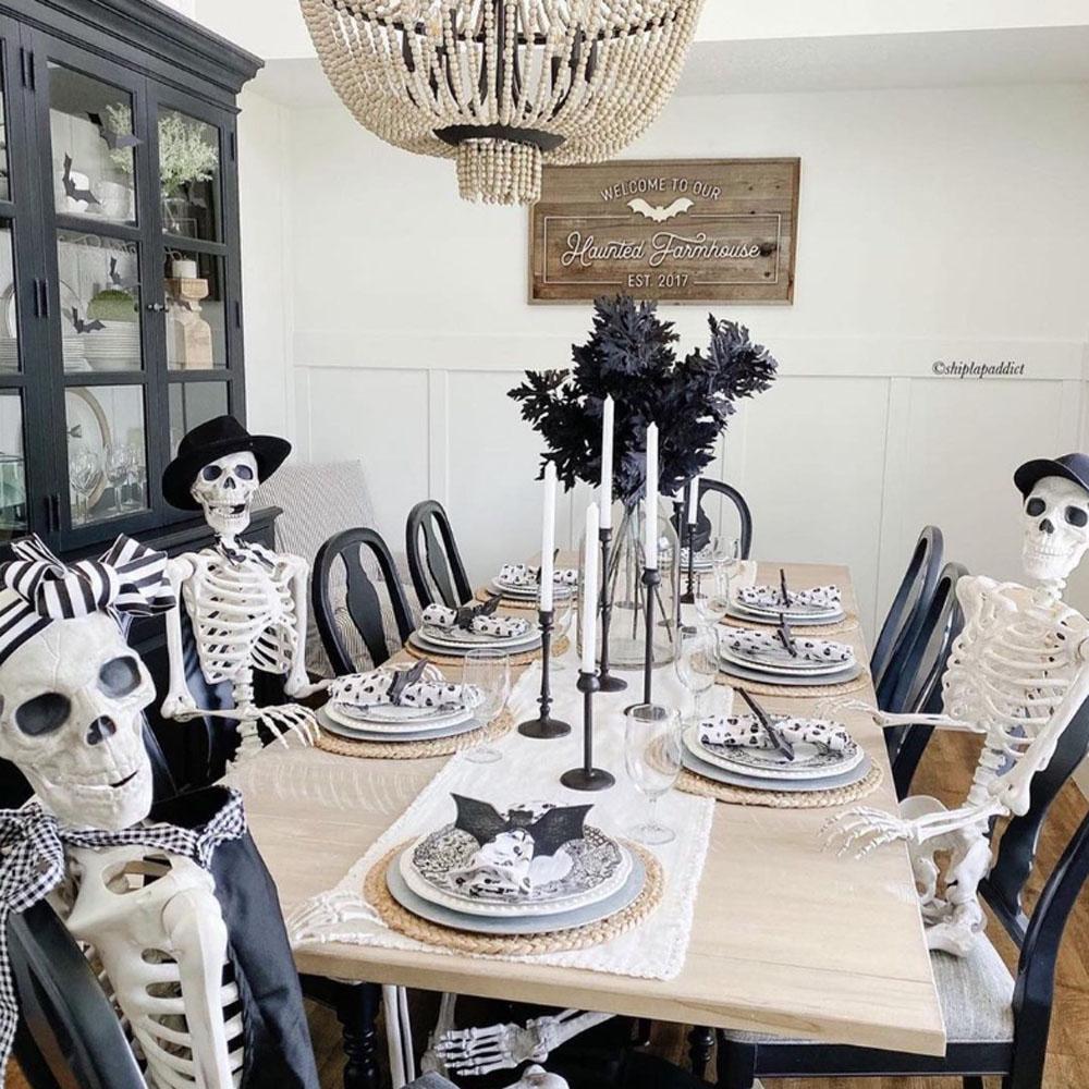 Horror Halloween Decoration Black Gauze Artificial Spider Web For Haunted Halloween Party Home Decor Scary Skeleton Frame