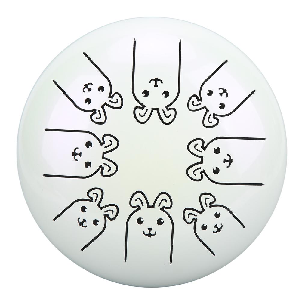 Alloy Steel Tongue Drum 8 Note 5.5in Chakra Tank Ethereal Lotus Handpan White 12 Zodiac Rabbit