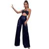 GMXIA Women's High-waisted Fashion Casual Pants Sequin Loose Sag Wide Leg Pants Summer Women