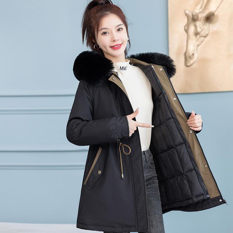 Pie Overcome Women's New Removable Liner One Clothes Three Wear Medium and Long Winter Big Hair Collar Pie Overcome Jacket