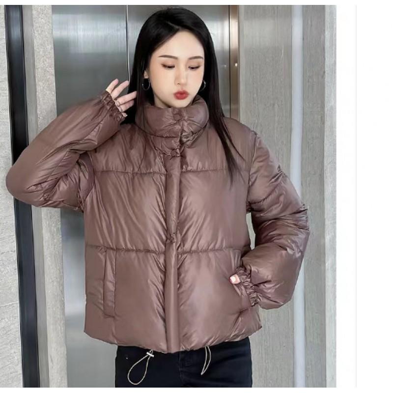 Womens Short Cotton Puffer Jacket Loose Stand Collar Thick Casual Winter Coat Petite Women
