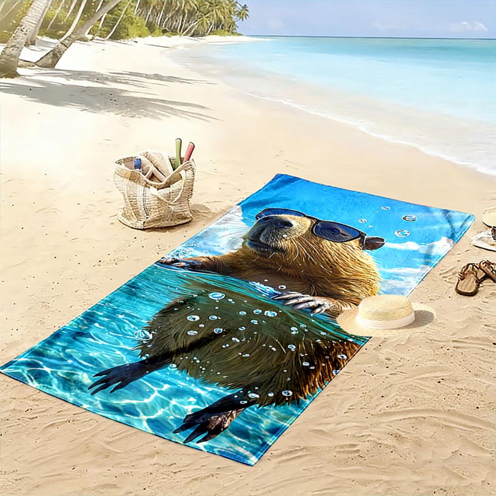 Cool Beaver in Sunglasses Beach Towel Quick-drying for Travel Outdoor Sports Jogging Beach and Swimming