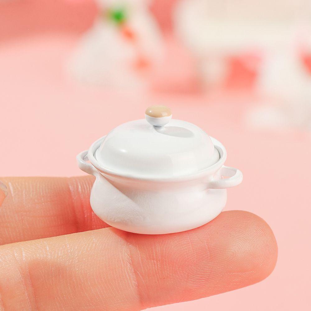 Kitchen Cooking Toys With Pot Cover Miniature Soup Pot Mini Cookware Dollhouse Accessories