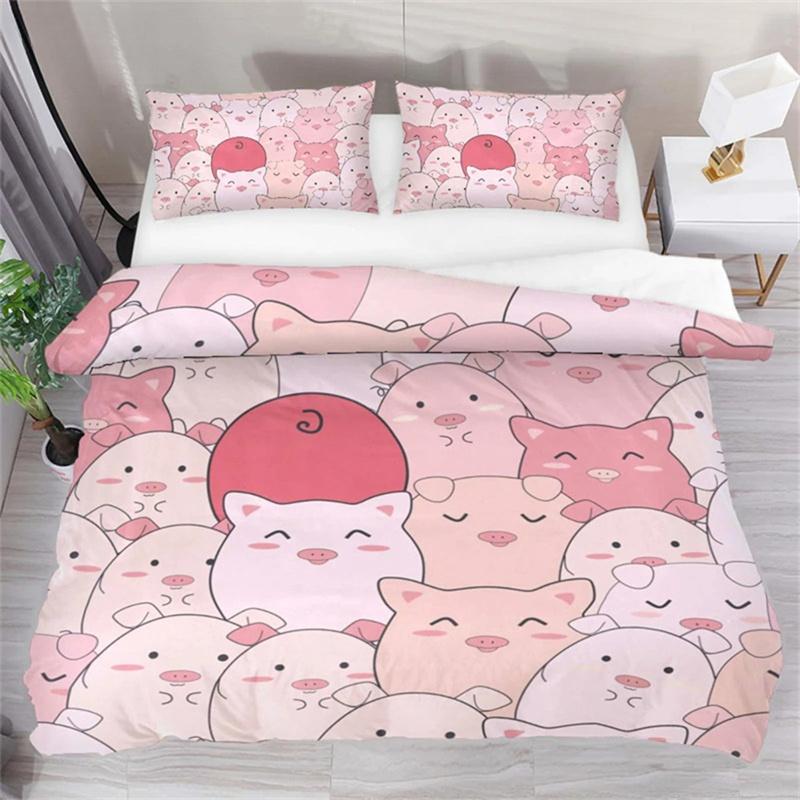 Мультяшный милый поросенок пододеяльник комплект постельного белья Kawaii Animal комплект постельного белья King Microfiber Farmhouse Wildlife Theme одеяло чехол наволочка