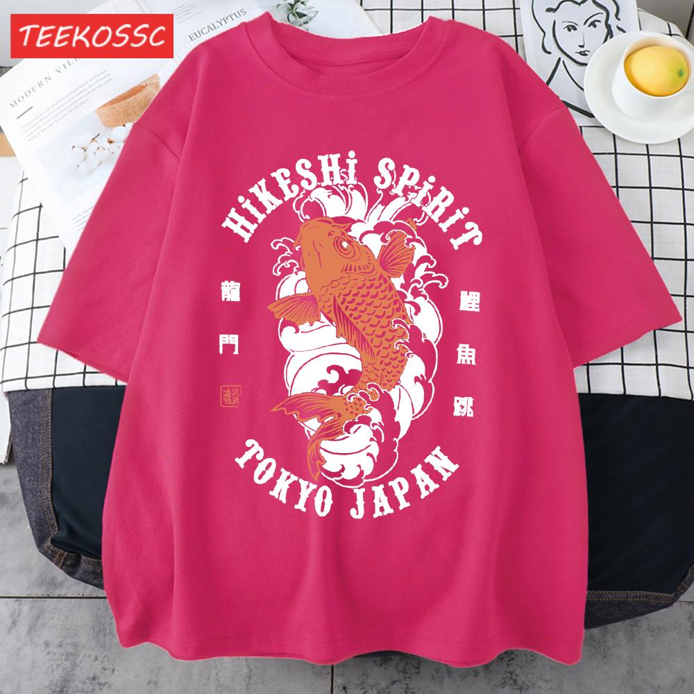 Футболки с принтом Hikeshi Spirit Токио Япония Для Мужчин Хлопок Круглый Вырез Футболка Спортивная Универсальная Верх Летний Мужской Новый Свободный Короткий Рукав