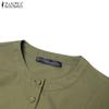 ZANZEA Women Casual O-neck Loose Summer Half Sleeve Dress