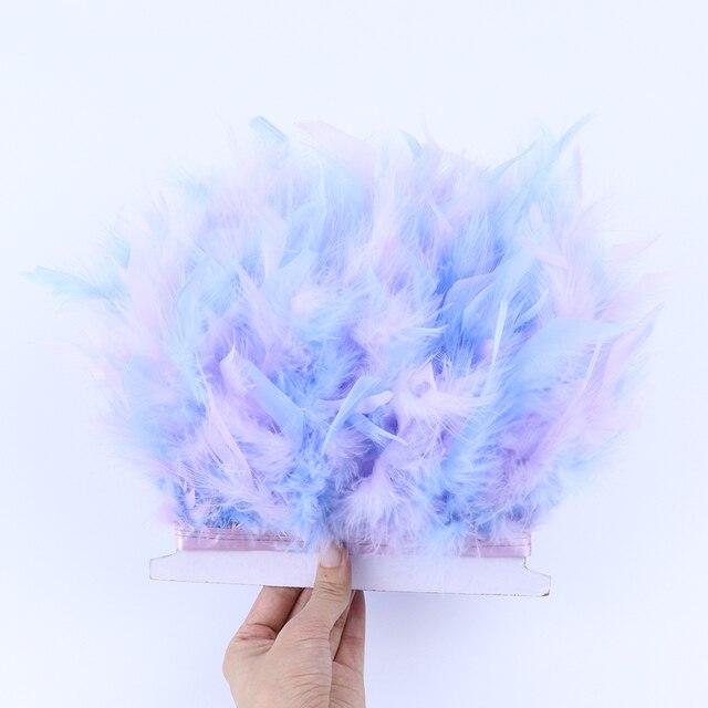 Необычная лента с бахромой из турецких перьев, 1 метр, ширина 10-15 см, окрашенные перья для праздничного костюма, украшения платья, аксессуары для рукоделия