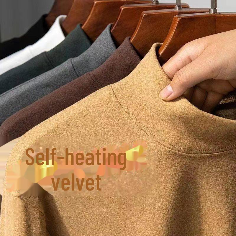 Мужская водолазка с длинным рукавом из немецкого бархата, базовый слой – осенне-зимний хлопковый топ