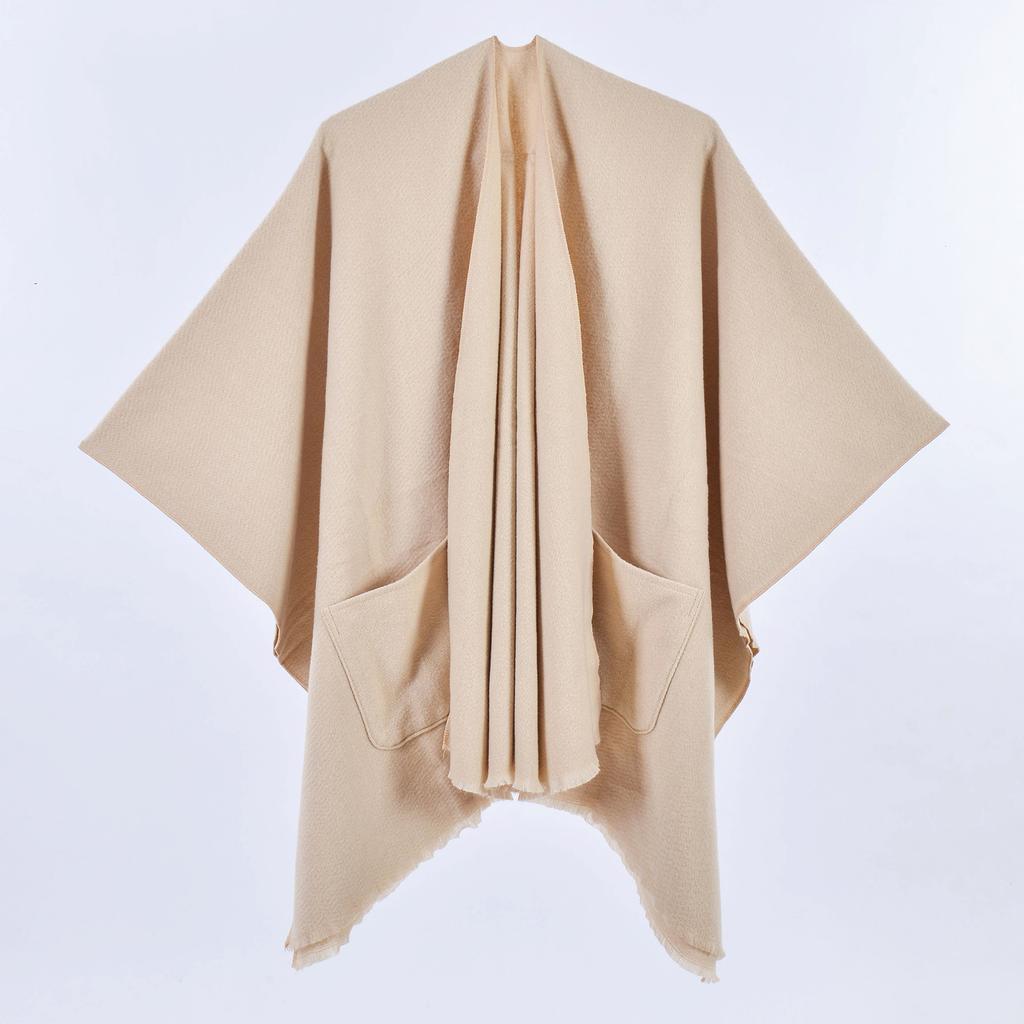 130*150cm Shawl Wraps for Women with Pockets, Elegant Cashmere Feeling Wraps, Open Front Pashmina with Tassel Scarf Blanket for Spring Fall Winter