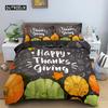 Осенний пододеяльник на День благодарения King Queen Cartoon Orange Pumpkin Turkey Комплект постельного белья Кленовые листья Мягкий полиэстеровый пододеяльник