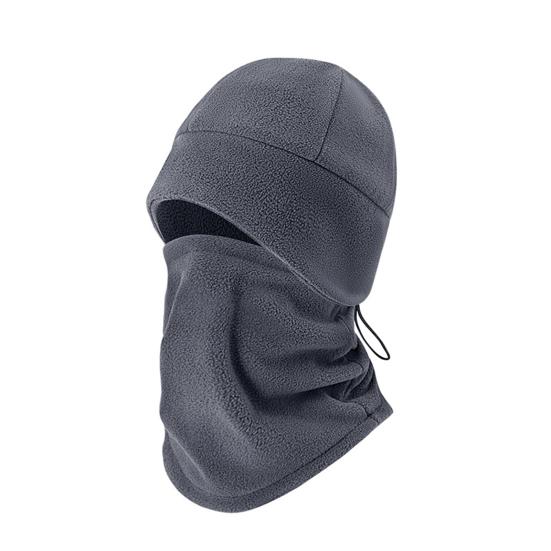 2Pcs/Set Unisex Cycling Cap Set Solid Color Double Layer Velvet Warm Hat Adjustable Drawstring Neck Gaiter Set
