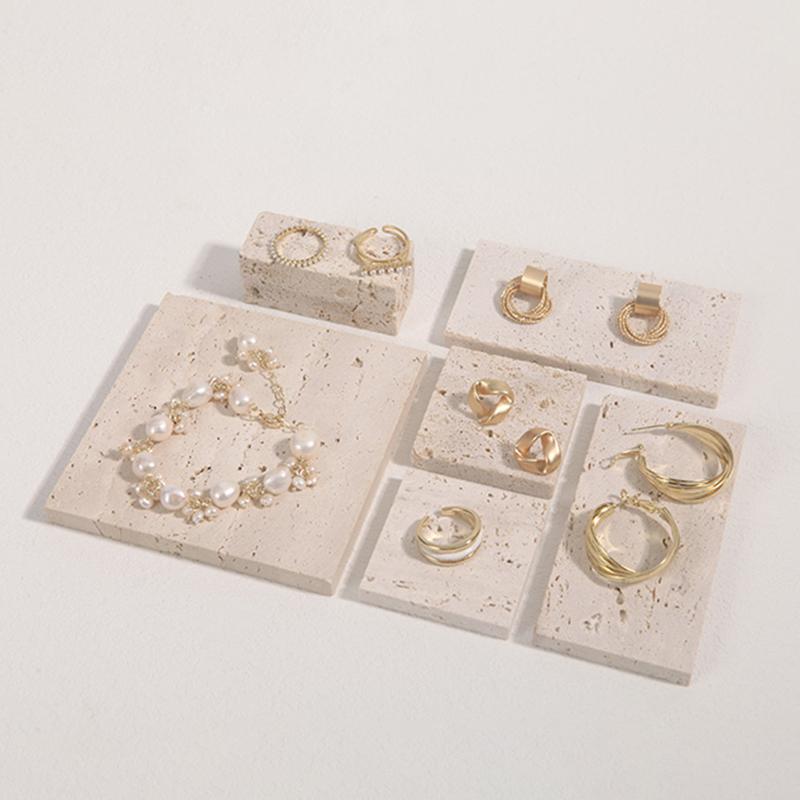 Мраморная Подставка для Креативной Демонстрации Ювелирных Изделий Геометрическая Подставка для Колец Серег Ожерелий Роскошный Витринный Реквизит Прилавок Женская Подставка для Демонстрации Ювелирных Изделий Упаковка Украшения Поднос