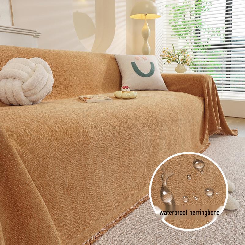Современный минималистичный чехол на диван из шенилла в елочку, всесезонное нескользящее одеяло