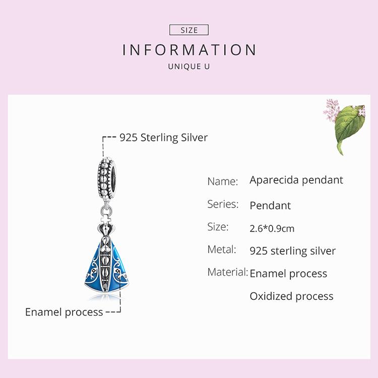 WOSTU Стерлингового Серебра 925 пробы Патронус Бразилии Шарм Синяя Эмаль Бусина Религиозный Подвеска Подходит Оригинальный Браслет Счастливые Ювелирные Изделия