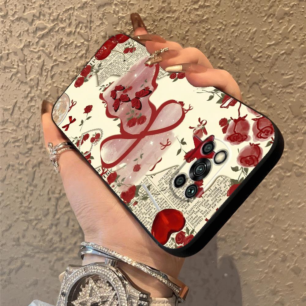 Чехол для телефона Funda для Xiaomi Poco F8 C71 C50 C61 X3 X4 X5 X7 Pro F1 F3 M5 M3 M4 M7 Pro C75 Розовый бант