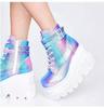 Large Size Martin Boots Muffin Bottom Colorful Punk Gothic Platform Ankle Boots Fashion Women's Shoes
