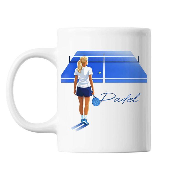 Mug en céramique - PLANETEE - Padel Court Minimal Femme - 325 ml - Impression recto verso - Micro-ondes & Lave-vaisselle