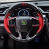 hand-stitched Genuine Leather Suede Carbon Fiber Car Steering Wheel Cover For Honda Civic 10th 2016-2018 CR-V Clarity 2018-2021