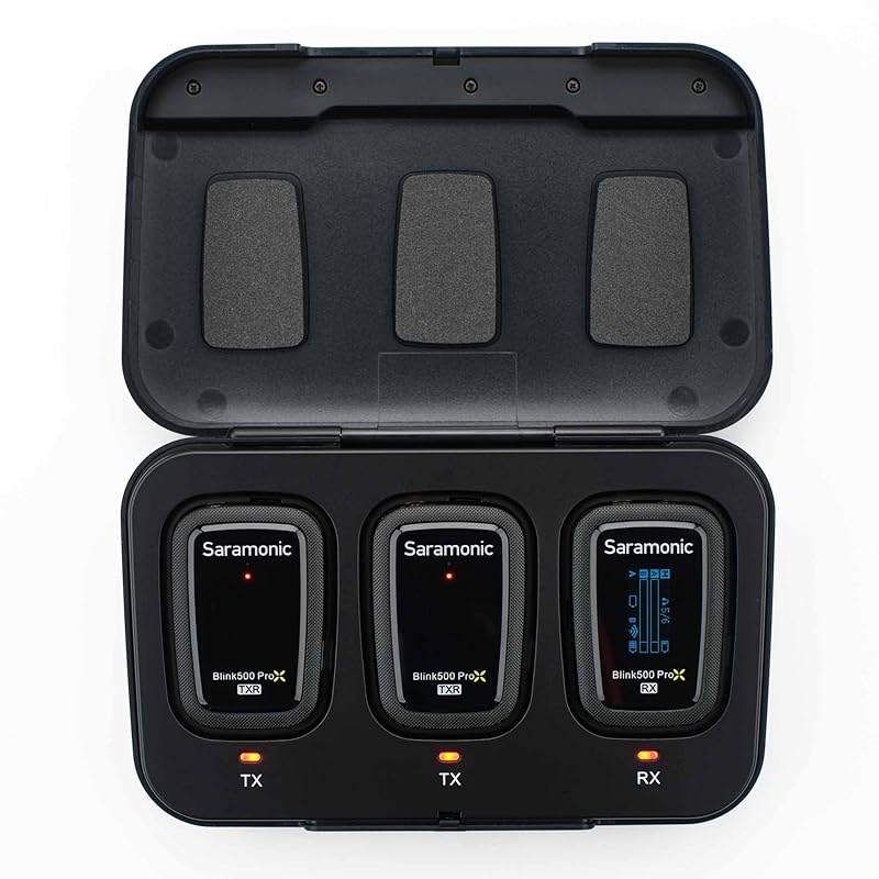 Saramonic Salamonic 2.4G wireless microphone system Set of 2 transmitters and 1 receiver with onboard recording function black Lavalier microphone