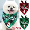 2pcs New Adjustable Christmas Pet Triangle Scarf Plaid Dog Bib Dog Bandanas Reversible Scarves