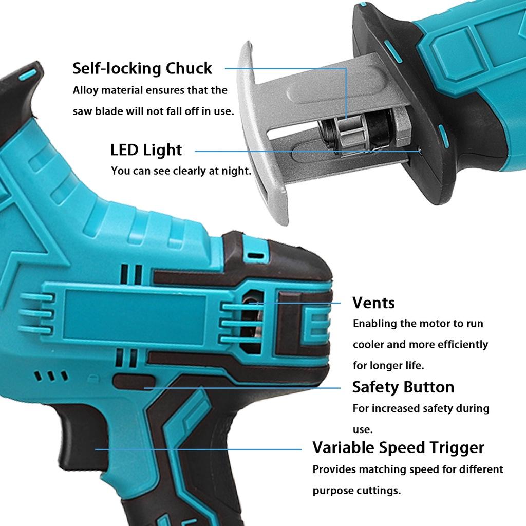 3999 об/мин Синяя аккумуляторная сабельная пила 88 В Электрическая пила с 4 лезвиями Цепные пилы Режущий электроинструмент
