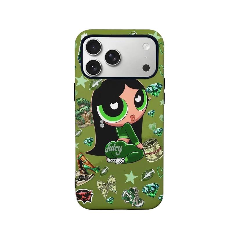 Роскошный Clmj Милый Чехол для Телефона The P-Powerpuffs Girls для iPhone 17 16 15 14 13 12 11 X Air Pro Max Plus Двухслойная Задняя Крышка