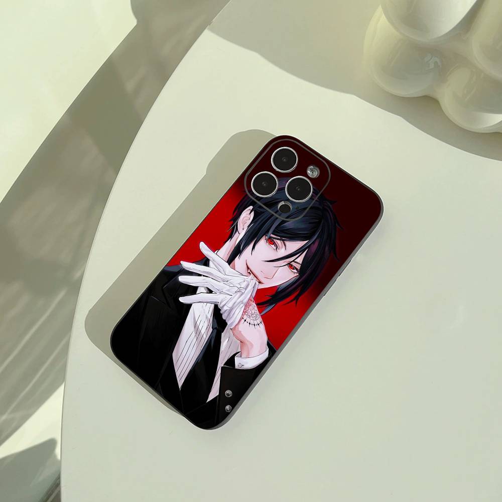 Классическое аниме-B--Черный дворецкий Чехол для телефона для iPhone 17,16,15,14,13,12,11 Pro Max, Легкий и практичный Мягкий черный чехол