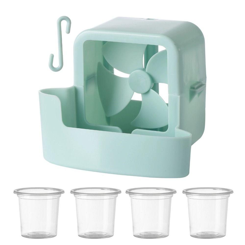 Quickly Cooling Ice Cube Storage Box 4 Ice Cups Small Fans Portable Electric Fans Cooler  Summer