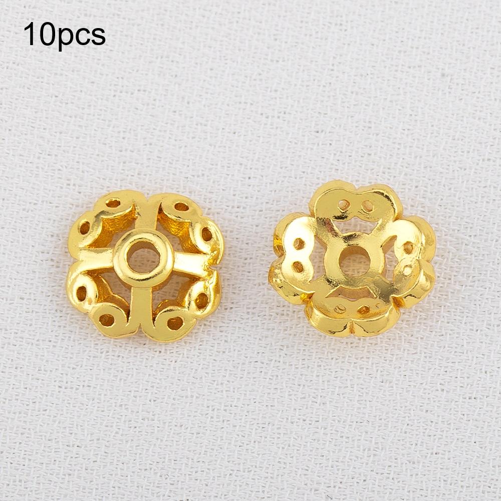 10pcs 15pcs 20pcs 18K Gold Plated Leaf Flower Bead Caps Bracelet Necklace Crafts Round Bead Cap DIY Jewelry Making Accessories