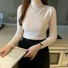 Women Autumn Winter Knitted Sweater Half High Collar Solid Color Underlay All Match Long Sleeve Top EMA