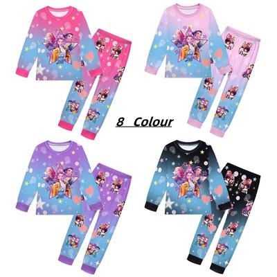 2 шт. Комплект пижамы K-pops Movie Охотники на демонов Каваий для девочки Косплей Ночная одежда Аниме Топы с длинным рукавом+Брюки Подарок на Хэллоуин для фанатов