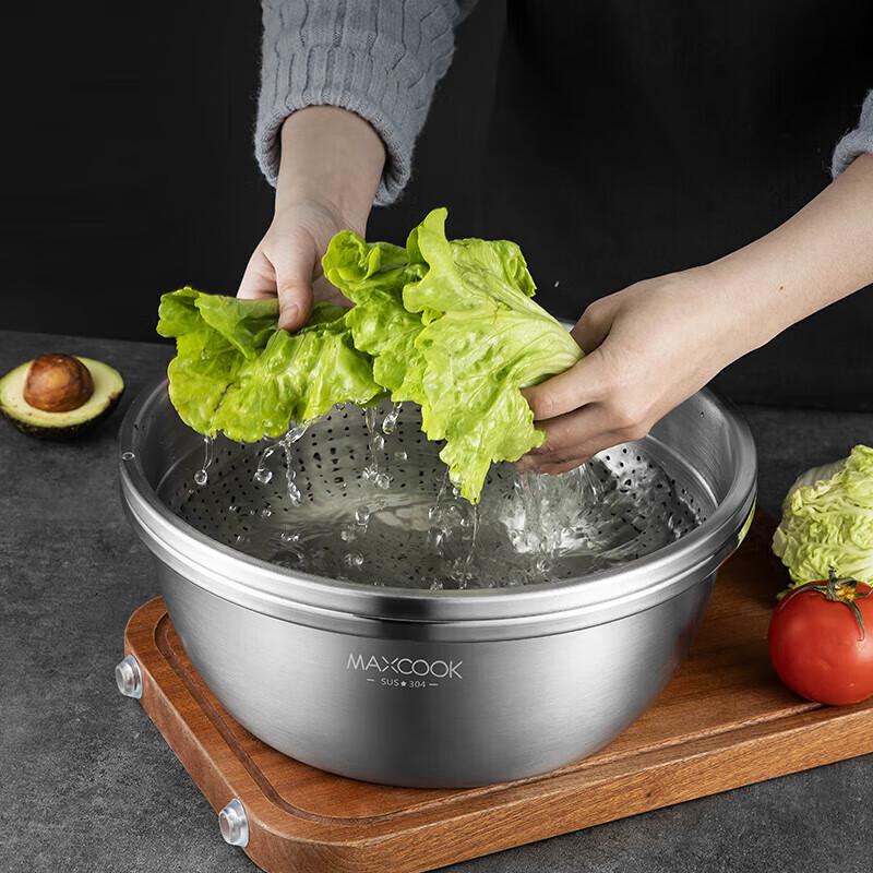 Meichu 304 Stainless Steel Rice Washing Basin and Strainer Set