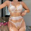 Секс-комплект Сексуальное удовольствие Французский ультратонкий вышитый кружевной маленький пояс для чулок набор из трех предметов