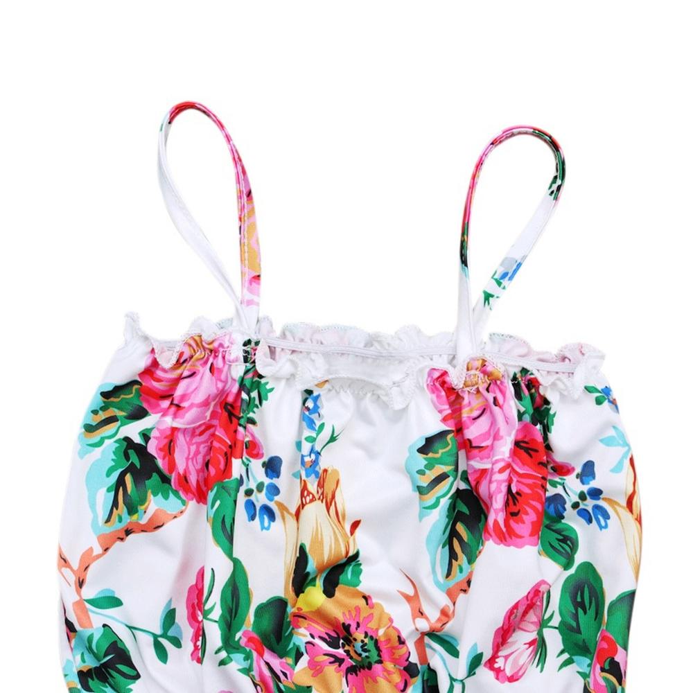 Kids Girl Floral Printed String Sleeveless One-piece Summer Jumpsuit Party Dress