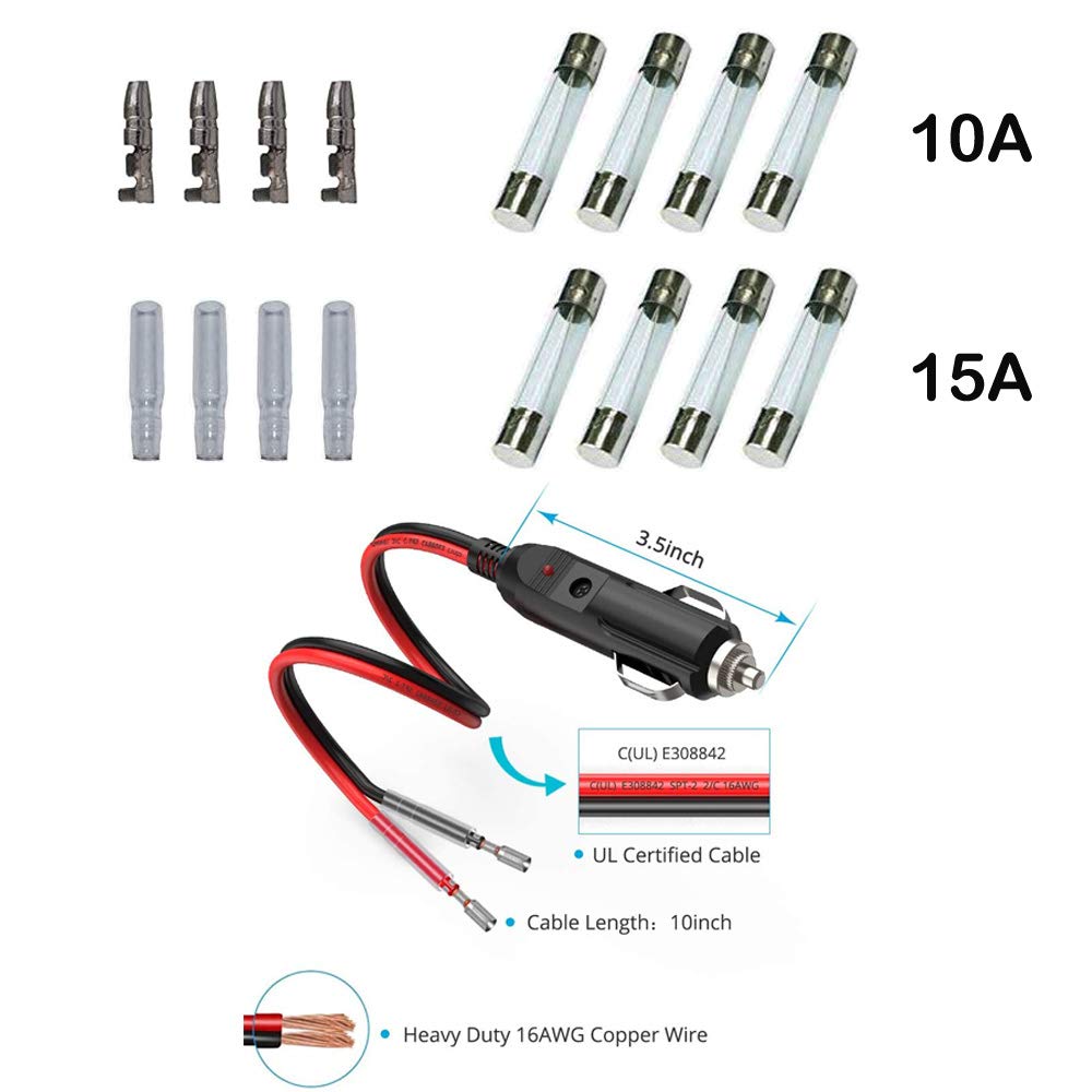 2 шт. автомобильный прикуриватель 28 см 12 В/24 В автомобильный удлинитель гнезда прикуривателя для холодильников с 8 стеклянными предохранителями
