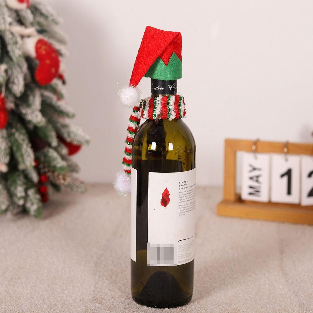 3Sets Exquisite Wine Bottle Hat Nordic Style Red Wine Bottle Cover Xmas Ornament