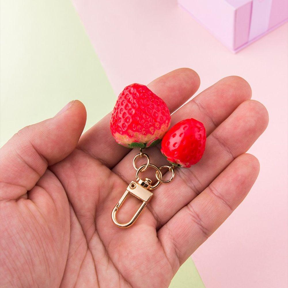 Women Jewelry Car Key charms Backpack Pendant Strawberry Heart Keychain Key Accessories Key Holder