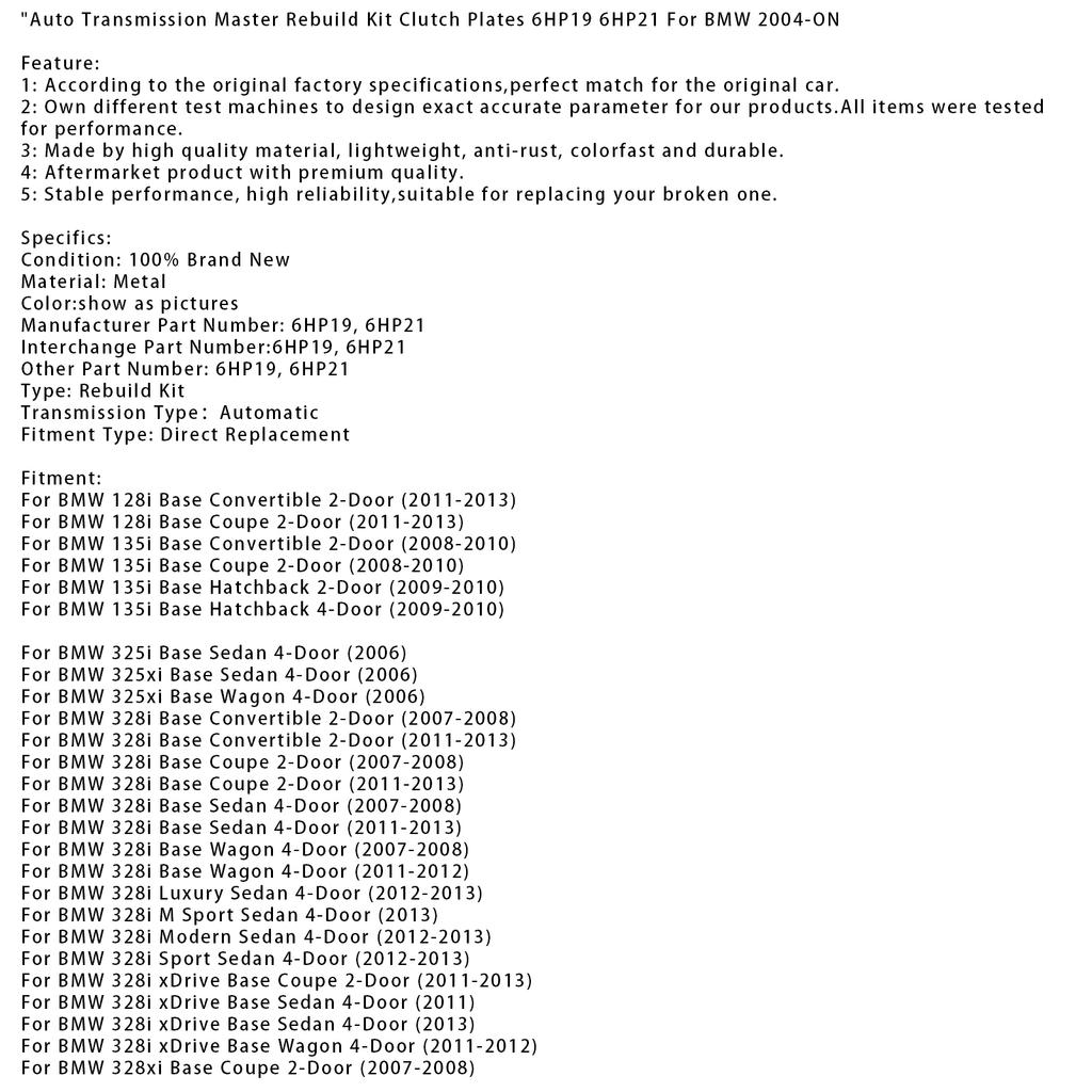 Мастер-комплект для капитального ремонта автоматической коробки передач Фрикционные диски 6HP19 6HP21 Для BMW 2004-ON
