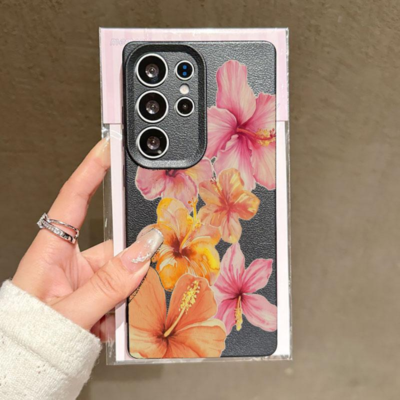 Чехол для телефона Samsung Galaxy S25 S24 S23 S22 S21 FE Plus Ultra с акварельным цветком гибискуса для A55 A35 A15 A16 A56 A53 A54