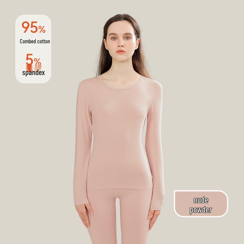 10A Антибактериальный женский приталенный комплект из чистого хлопка для осени - Базовый слой, Большой размер