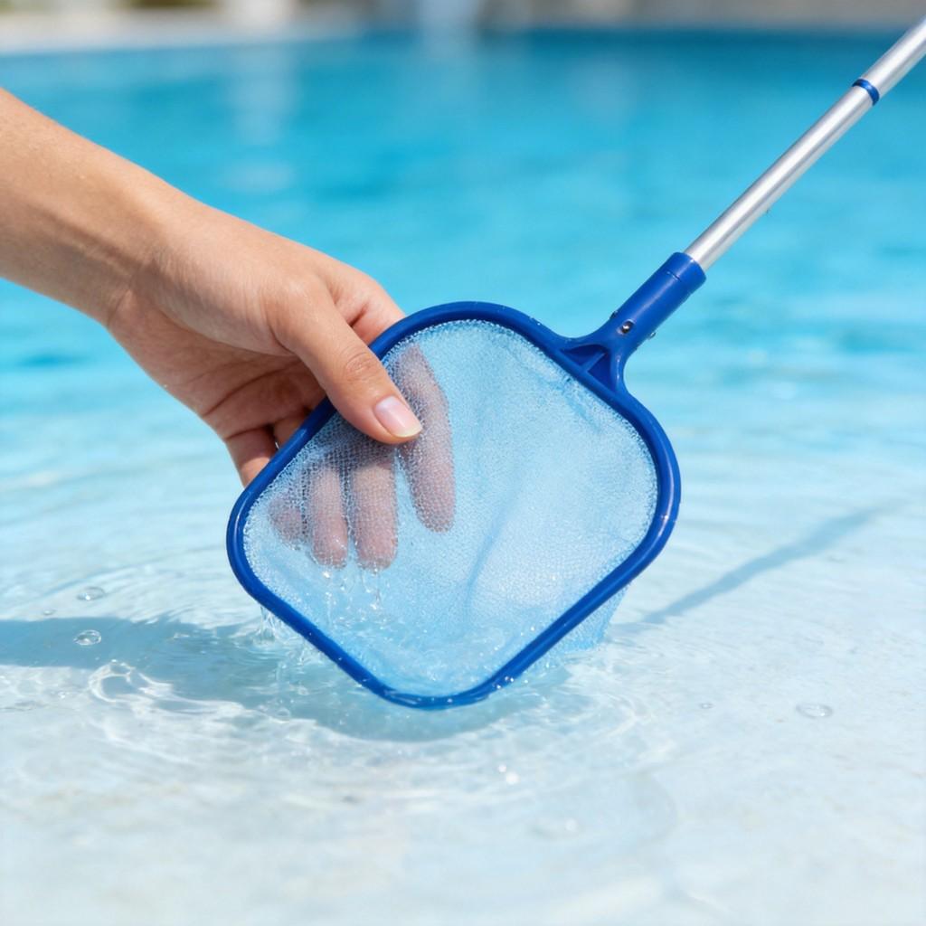 Pool Skimmer Net With Detachable Aluminum Handle For Inground And Above Ground Pools