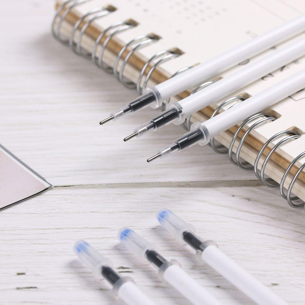 10 шт./лот, новые письменные принадлежности, фирменный белый цвет, корпус гелевой ручки, сменные стержни для черных чернил, средний наконечник