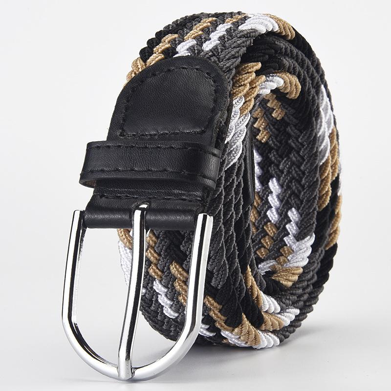 Эластичный нейлоновый унисекс повседневный вязаный ремень для джинсов с пряжкой-пином, плетеный холщовый эластичный расширяемый стрейч-пояс для женщин и мужчин