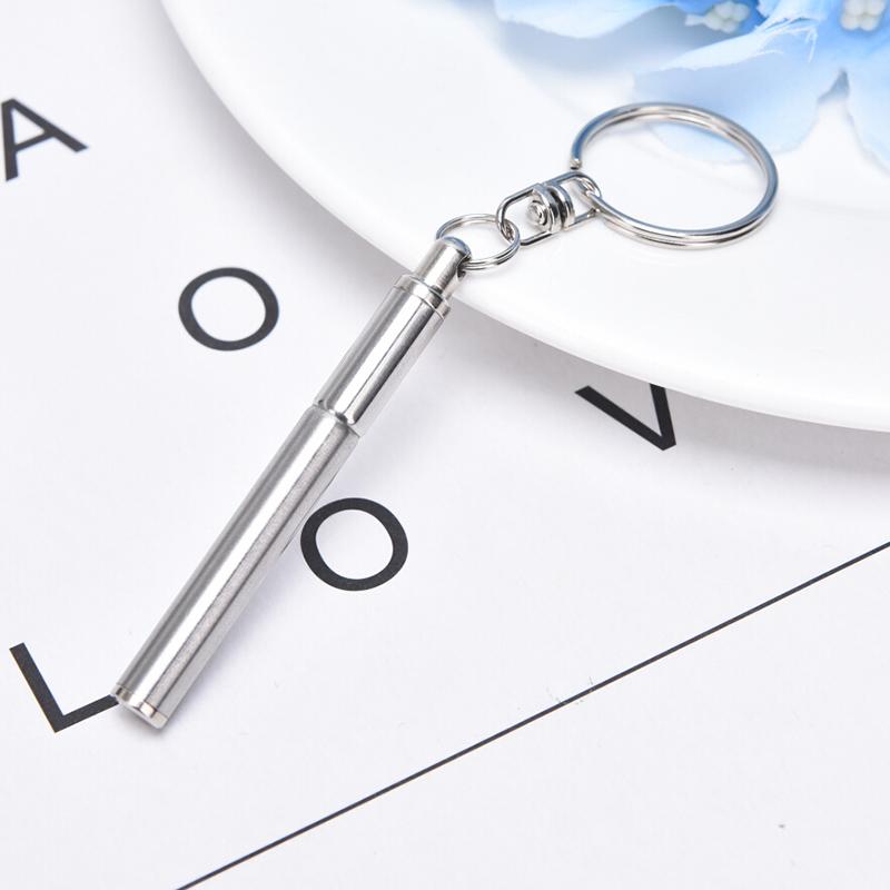 Телескопическая ручка из нержавеющей стали, брелок для ключей, аварийный инструмент для подписи, подарок